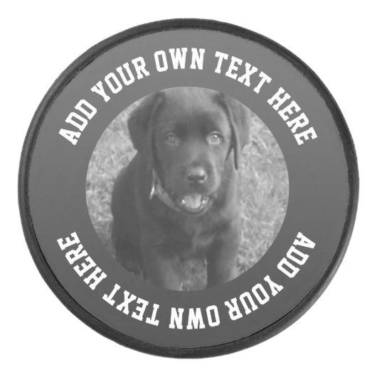 写真と文字パーソナライズされたユニーク アイスホッケーパック (正面)