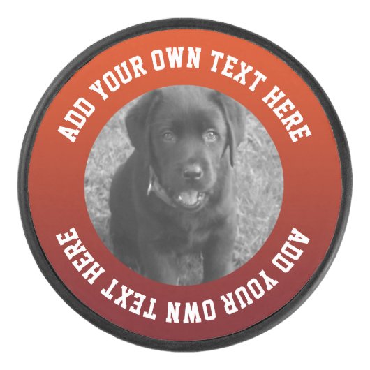 写真と文字パーソナライズされたユニーク アイスホッケーパック (正面)