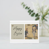 写真と文字付きのカスタマイズ可能なイースターカード ポストカード (スタンド正面)