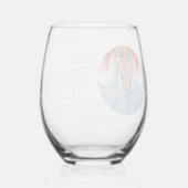 写真と文字 パーソナライズされた ステムなしワイングラス (裏面)