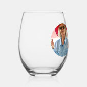 写真と文字 パーソナライズされた ステムなしワイングラス (右)