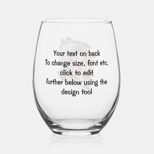 写真と文字 パーソナライズされた ステムなしワイングラス (裏面)
