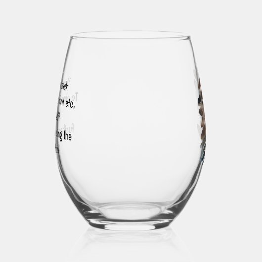 写真と文字 パーソナライズされた ステムなしワイングラス (右)