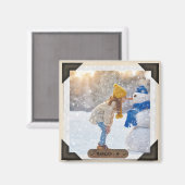 写真と文字 |ヴィンテージフォトアルバムのコーナー マグネット (正面/裏面)