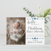 写真と新生児の誕生のお知らせ 招待状 (スタンド正面)