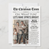 写真と新聞のクリスマスパーティの招待状 招待状 (正面)