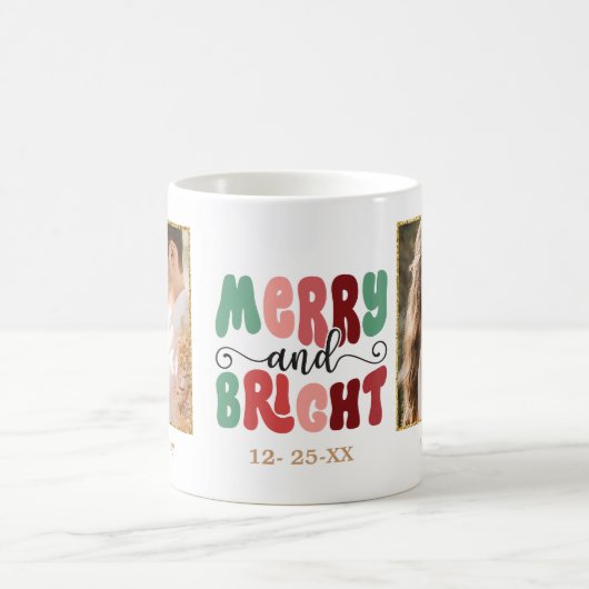 写真と明るいメリークリスマスの追加 コーヒーマグカップ (中央)