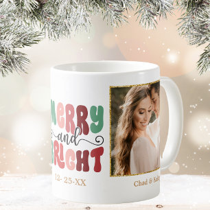 写真と明るいメリークリスマスの追加 コーヒーマグカップ