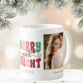 写真と明るいメリークリスマスの追加 コーヒーマグカップ