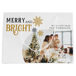 写真と明モダンるいメリークリスマス・ホリデー ラージペーパーバッグ