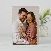 写真と書道ミニマル実在ス金ゴールド結婚の 箔招待状 (立ち正面)