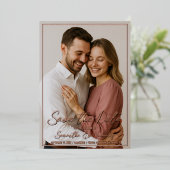 写真と書道実在の金ゴールド日付の保存 箔招待状 (立ち正面)