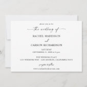 写真と書道14モダン水平結婚V2 招待状 (裏面)