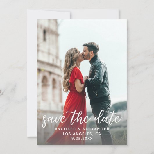 写真と書道2軽いヴェルティ日付を保存 招待状 (正面)