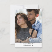 写真と書道3垂直モダンw食事RSVP 出欠カード (正面)