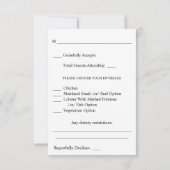 写真と書道3垂直モダンw食事RSVP 出欠カード (裏面)