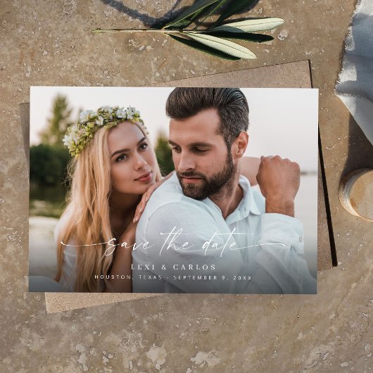 写真と書道3 モダンHoriz V2日付を保存 招待状