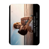 写真と書道3Bモダン-w暗い日付を保存 マグネット (縦)