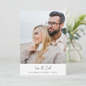 写真と書道5モダンV日付の保存 招待状 (スタンド正面)