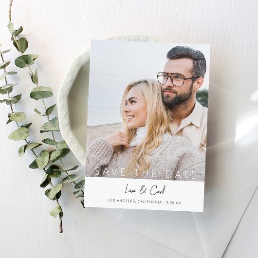 写真と書道5モダンV日付の保存 招待状