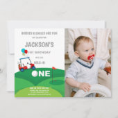 写真と最初のバースデーゴルフ招待状 招待状 (正面)