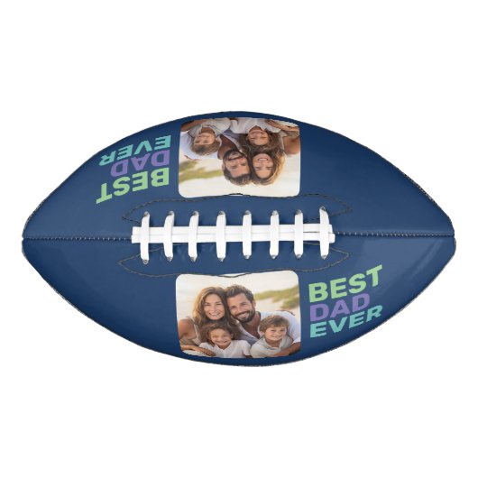 写真と最高のパパの絶え間ない – お洒落 Greeting Blue アメリカンフットボール (正面)