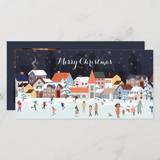 写真と村の冬のクリスマスシーン (正面/裏面)