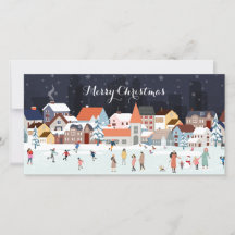 写真と村の冬のクリスマスシーン