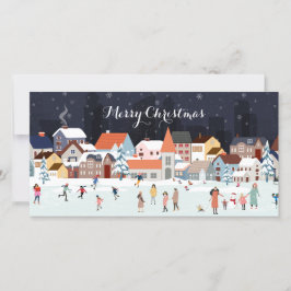 写真と村の冬のクリスマスシーン