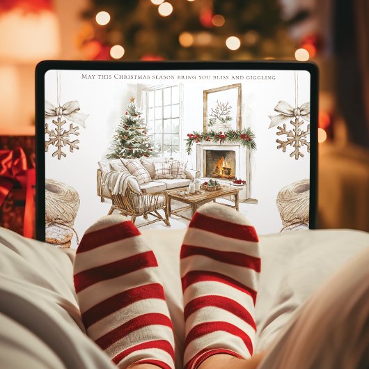 写真と水のカラーアートと居心地の良いクリスマスカード シーズンカード