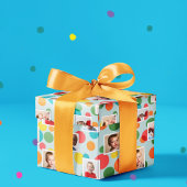 写真と水玉模様ボーイズ誕生日 ラッピングペーパー