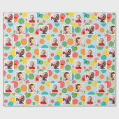 写真と水玉模様ボーイズ誕生日 ラッピングペーパー (フラット)