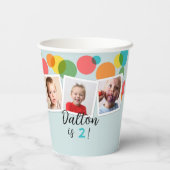 写真と水玉模様少年の誕生日パーティー 紙コップ (裏面)