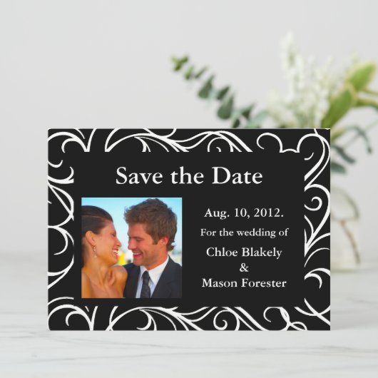 写真と渦巻き形の日付を保存(黒) セーブザデート (スタンド正面)