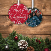 写真と渦巻形の一緒に楽しいクリスマスの雪片 オーナメントカード
