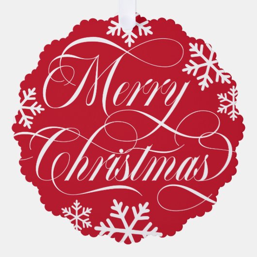 写真と渦巻形の一緒に楽しいクリスマスの雪片 オーナメントカード (正面)