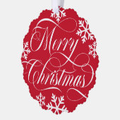 写真と渦巻形の一緒に楽しいクリスマスの雪片 オーナメントカード (左)