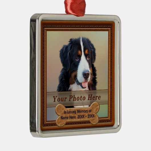 写真と犬パーソナライズされた記念オーナメント メタルオーナメント (右)