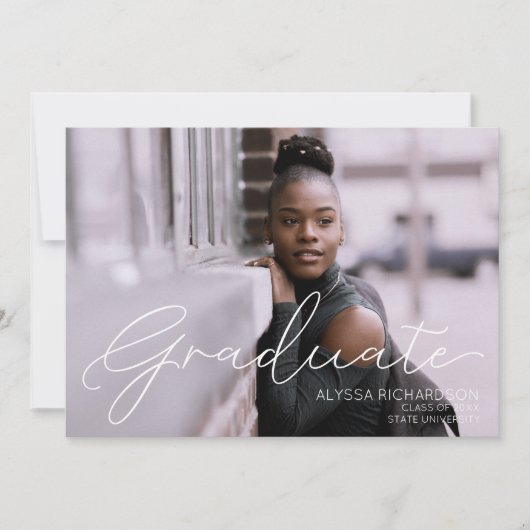 写真と白の風景タイポグラフィ卒業2 招待状 (正面)