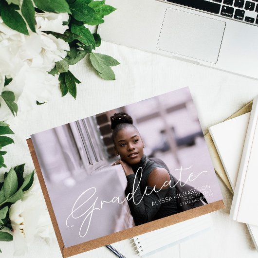 写真と白の風景タイポグラフィ卒業2 招待状