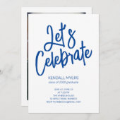 写真と祝一緒にパーティーを卒業 招待状 (正面/裏面)