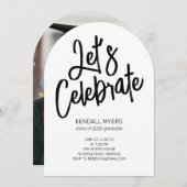 写真と祝一緒にパーティーを卒業 招待状 (正面/裏面)