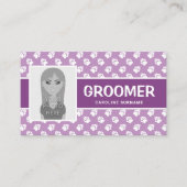 写真と紫と白の手 – 犬のトリマー 名刺 (正面)