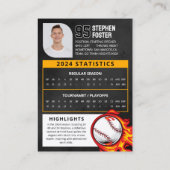 写真と統計を含むブラックベースボールトレーディングカード コーリングカード (裏面)