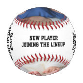 写真と統計カスタム付きベビー誕生のお知らせ 野球ボール (正面)