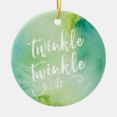 写真と緑のクリスマスの飾パーソナライズされたり セラミックオーナメント (正面)