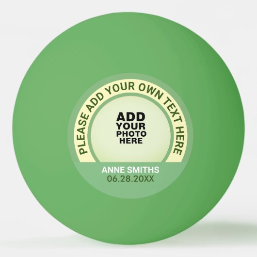 写真と緑のピンポンボール 卓球ボール (正面)