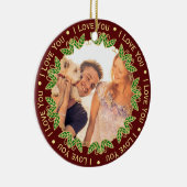 写真と編集可能文字 |赤エレガントと金ゴールド セラミックオーナメント (右)