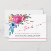 写真と花カラフルの葬儀サンキューカード サンキューカード (正面)