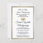 写真と親の名前金ゴールド白卒業パーティー 招待状 (正面)